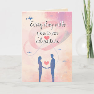 Love and Adventure Couple Silhouette Card