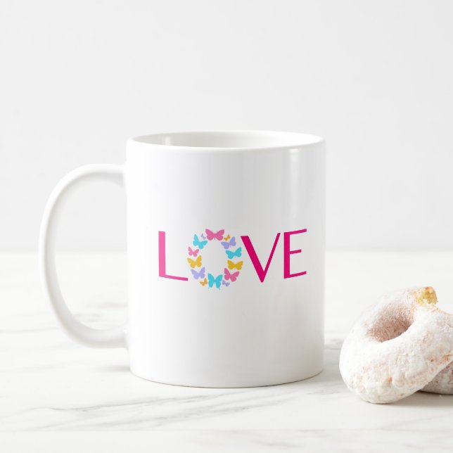 Love and Butterflies Coffee Mug (With Donut)