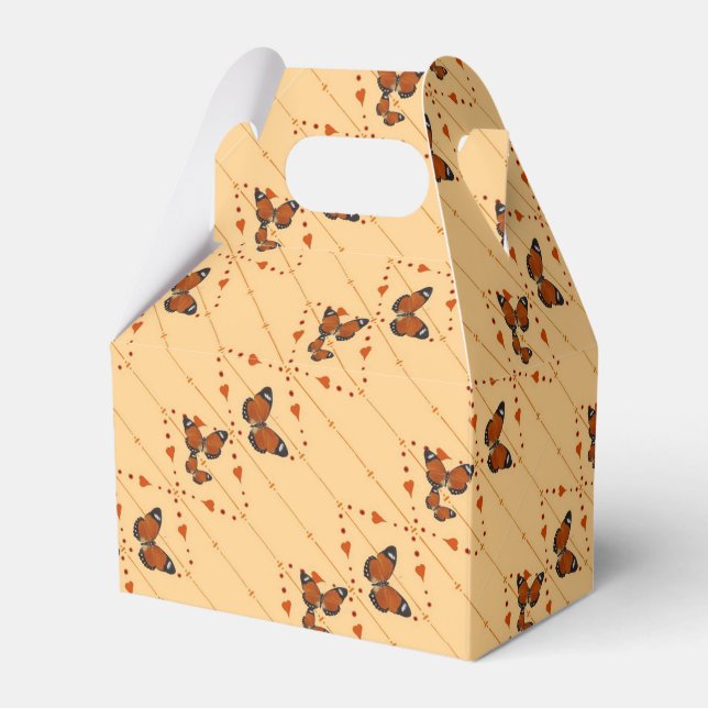Love and Butterflies in orange diagonal Favour Box (Front Side)