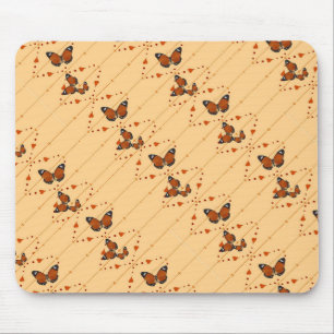 Love and Butterflies in orange Mouse Mat