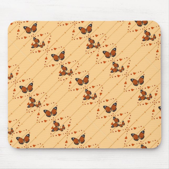 Love and Butterflies in orange Mouse Mat (Front)