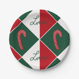 Love and Candy Canes Paper Plate
