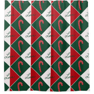 Love and Candy Canes Shower Curtain