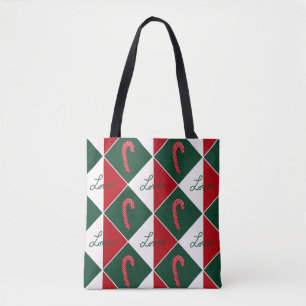 Love and Candy Canes Tote Bag