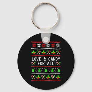 Love And Candy Christmas Candy Cane Ugly Christmas Key Ring