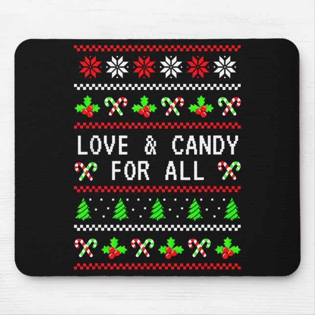 Love And Candy Christmas Candy Cane Ugly Christmas Mouse Mat (Front)