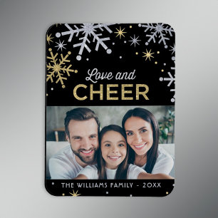 Love and Cheer Silver Gold Photo Magnet