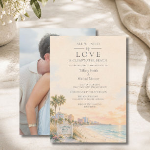 Love and Clearwater Beach Florida Photo Wedding Invitation