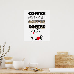 Love And Coffee Hand Drawn Character Art Poster