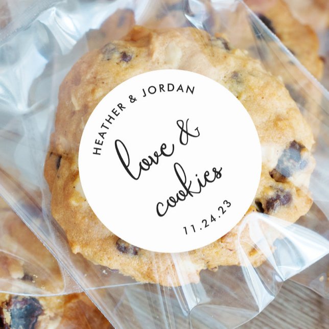 Love and Cookies Wedding Cookie Bag Favour Classic Round Sticker (Creator Uploaded)