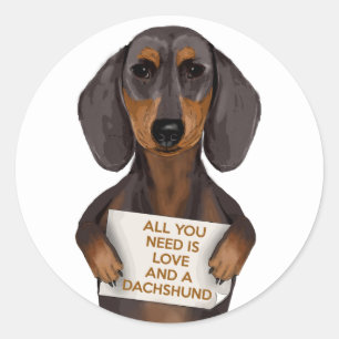 Love and Dachshund Classic Round Sticker