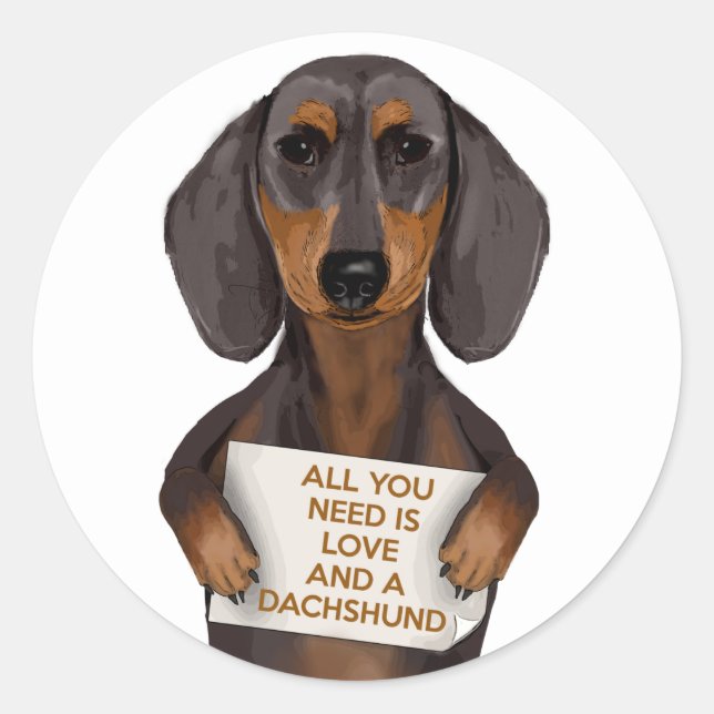 Love and Dachshund Classic Round Sticker (Front)