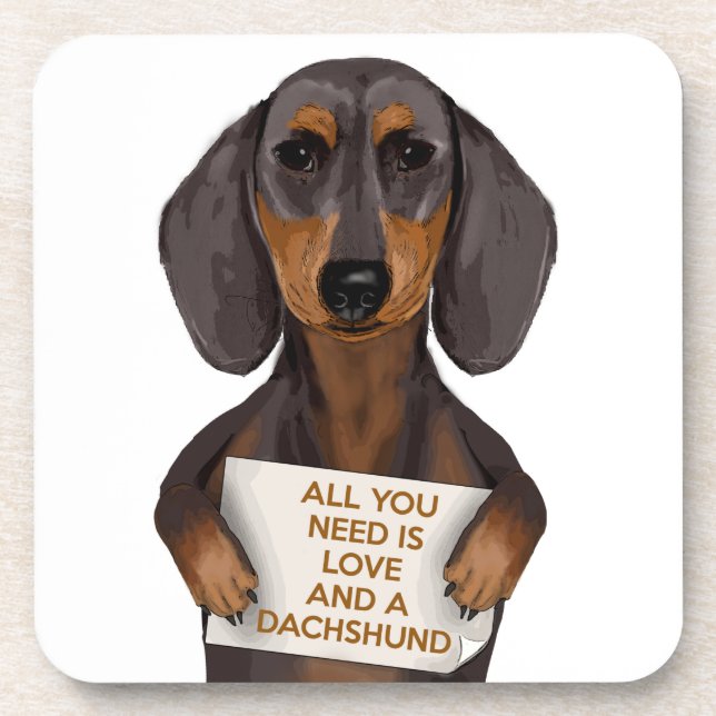 Love and Dachshund Coaster (Front)