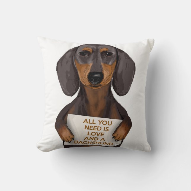 Love and Dachshund Cushion (Front)
