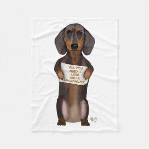 Love and Dachshund Fleece Blanket