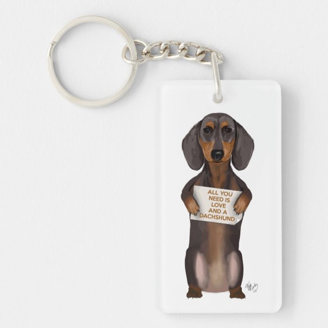 Love and Dachshund Key Ring (Front)