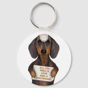 Love and Dachshund Key Ring
