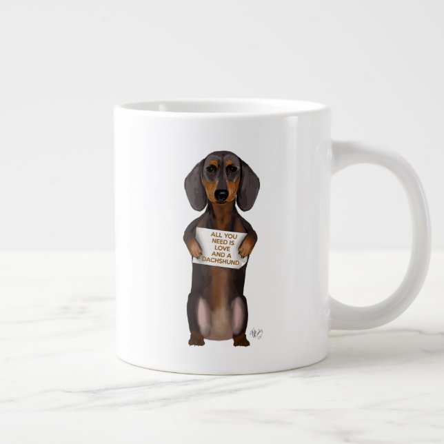 Love and Dachshund Large Coffee Mug (Right)