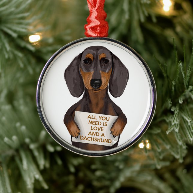 Love and Dachshund Metal Tree Decoration (Tree)