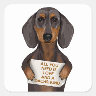 Love and Dachshund Square Sticker