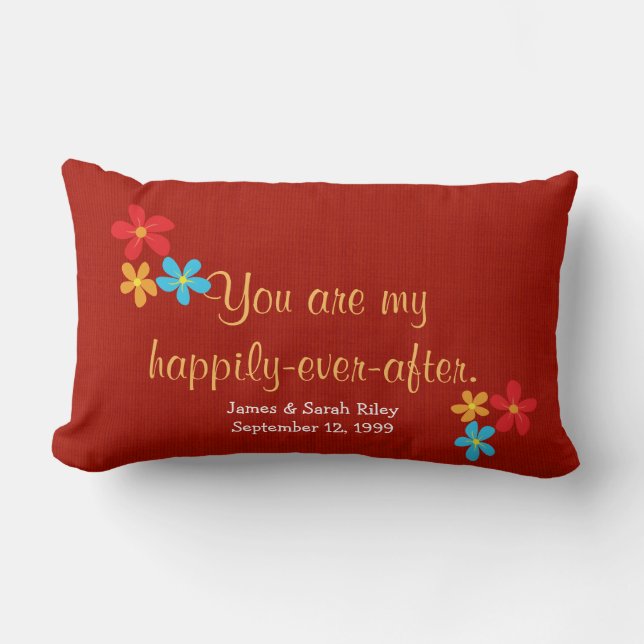 Love and Daisies with quote Lumbar Cushion (Front)