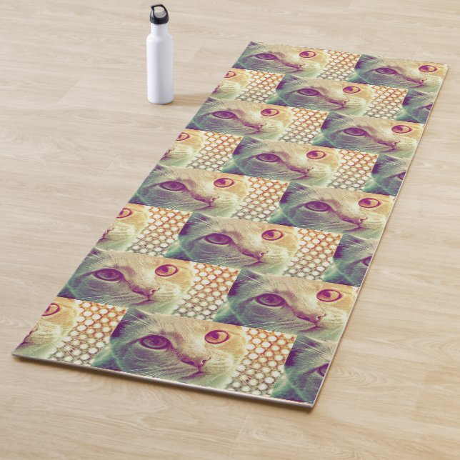 Love and Devotion - Cute Cat Face Yoga Mat (In Situ)