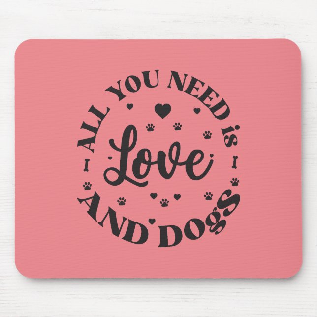  “Love and Dogs” Themed Mouse Mat (Front)