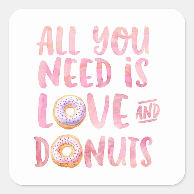 Love and Donuts Square Sticker (Front)
