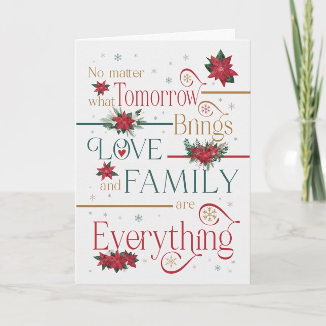 Love and Family Are Everything Poinsettias Holiday Card (Front)