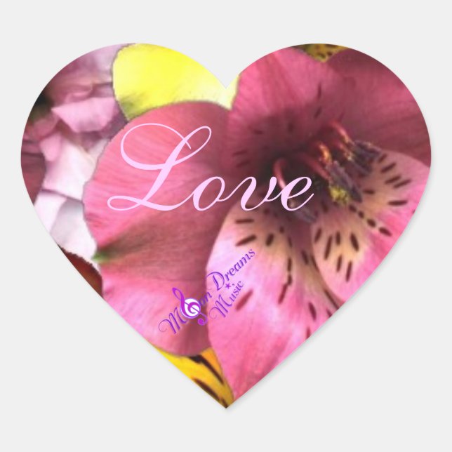 Love and Flowers Heart Stickers (Front)
