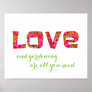 love and gardening poster for gardeners