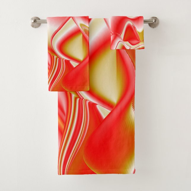 Love and Gold Abstract 3D Rainbowart Bath Towel Set (Insitu)