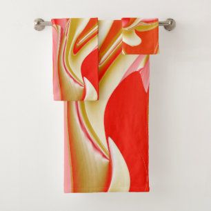 Love and Gold Abstract 3D Rainbowart Bath Towel Set