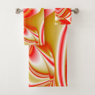 Love and Gold Abstract 3D Rainbowart Bath Towel Set