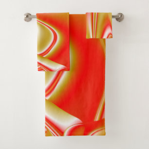 Love and Gold Abstract 3D Rainbowart Bath Towel Set