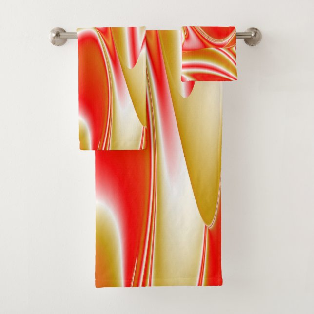Love and Gold Abstract 3D Rainbowart Bath Towel Set (Insitu)