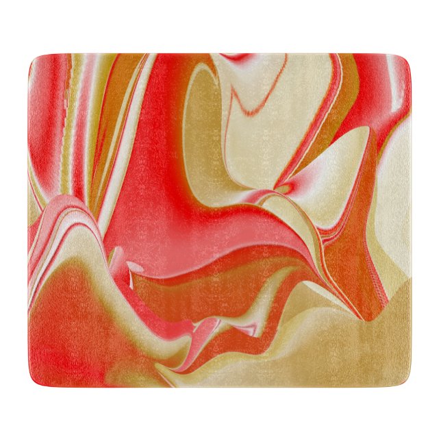 Love and Gold Abstract 3D Rainbowart Cutting Board (Front)