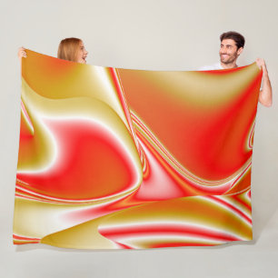 Love and Gold Abstract 3D Rainbowart Fleece Blanket