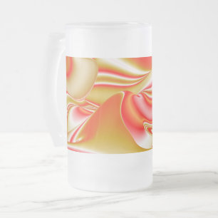 Love and Gold Abstract 3D Rainbowart Frosted Glass Beer Mug