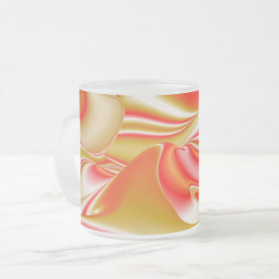 Love and Gold Abstract 3D Rainbowart Frosted Glass Coffee Mug