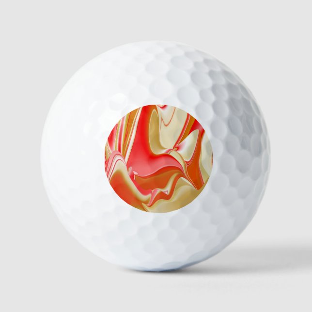 Love and Gold Abstract 3D Rainbowart Golf Balls (Front)