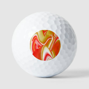 Love and Gold Abstract 3D Rainbowart Golf Balls