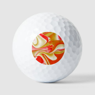 Love and Gold Abstract 3D Rainbowart Golf Balls