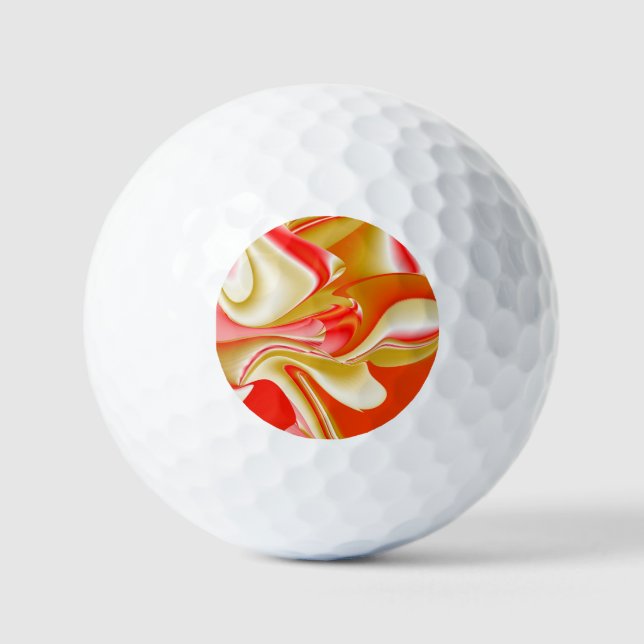Love and Gold Abstract 3D Rainbowart Golf Balls (Front)