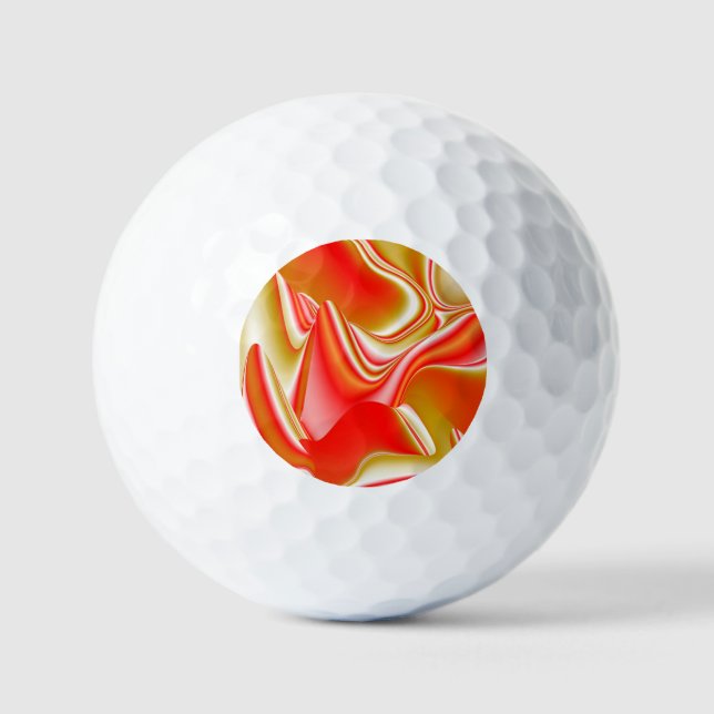 Love and Gold Abstract 3D Rainbowart Golf Balls (Front)