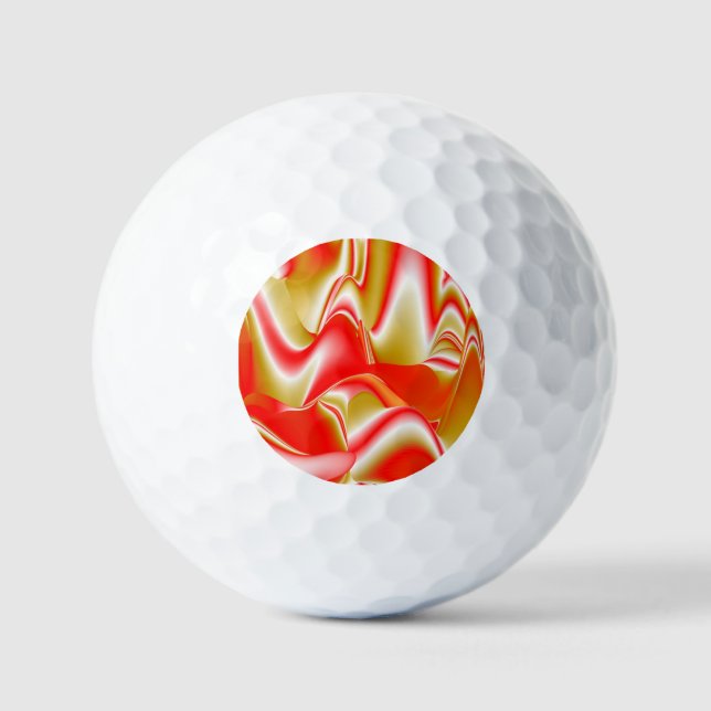 Love and Gold Abstract 3D Rainbowart Golf Balls (Front)