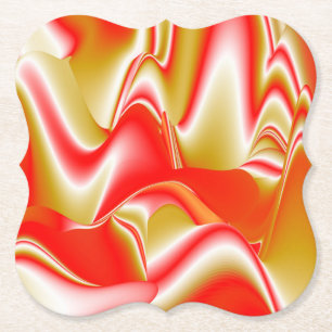 Love and Gold Abstract 3D Rainbowart Paper Coaster