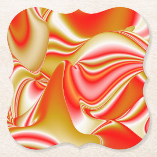 Love and Gold Abstract 3D Rainbowart Paper Coaster
