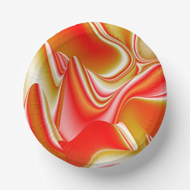 Love and Gold Abstract 3D Rainbowart Paper Plate (Front)