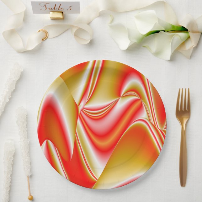 Love and Gold Abstract 3D Rainbowart Paper Plate (Wedding)